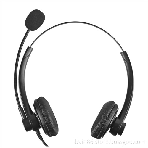 T12 RJ binaural over-ear headset with microphone for call center